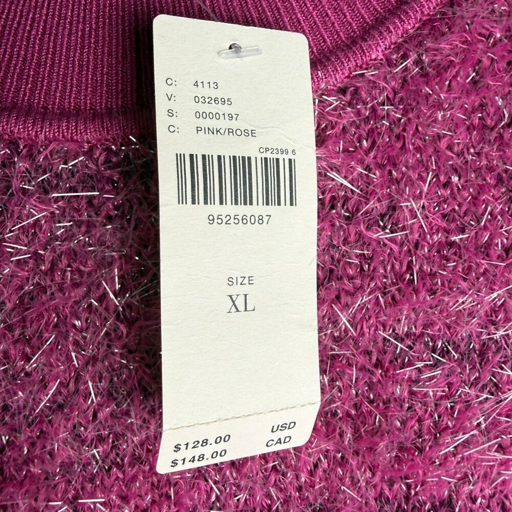 Anthropologie Maeve NWT Violetta Short Sleeve Open Back Sweater Pink Tinsel XL - Picture 6 of 12